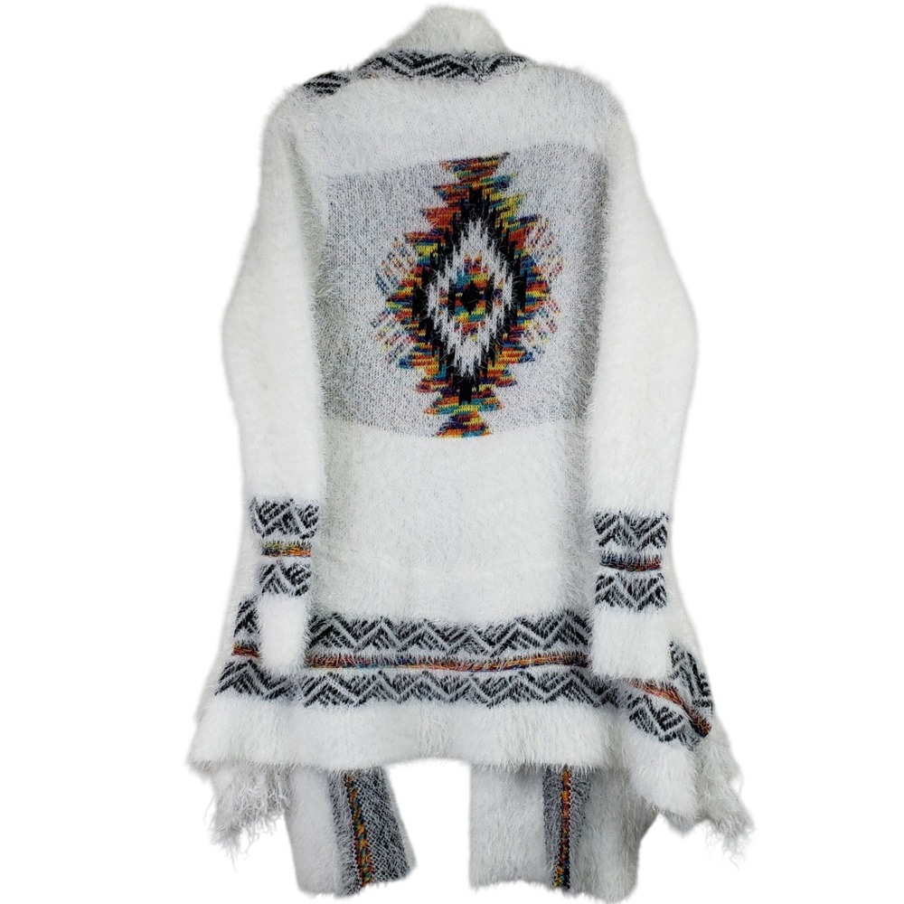 Northern Angel Aztec Cardigan Womens XL White Southwestern Eyelash Knit Boho